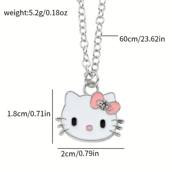 Necklace Hello Kitty Sanrio Enamel Face Pendant Silver Tone Goth Emo Scene Cute - Picture 3 of 3